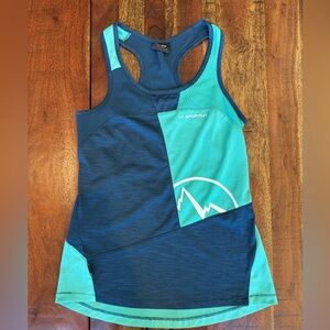 La Sportiva Blue and Teal Colorblock Racerback Tank